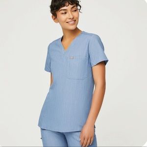 Figs XXS Catarina Top and XS Zamora Pants Set In Heather Indigo